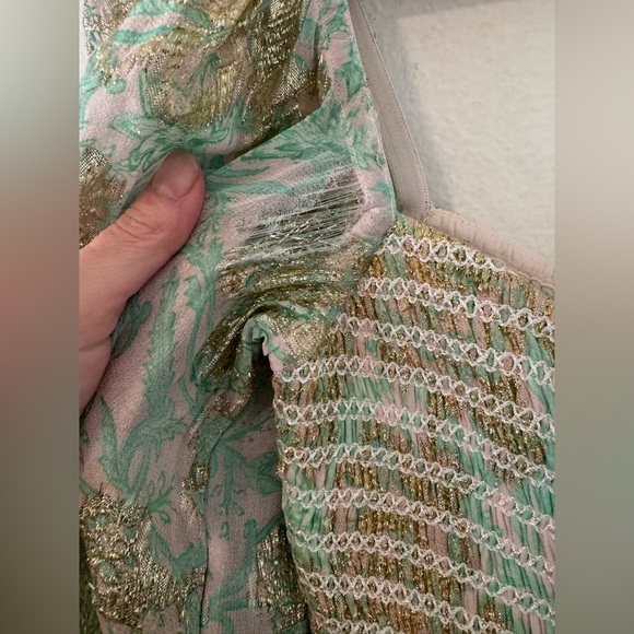 HEMANT & NANDITA Sidra Mini Dress Metallic Babydoll Flowy Sleeves XS ^FLAW* - Picture 5 of 11